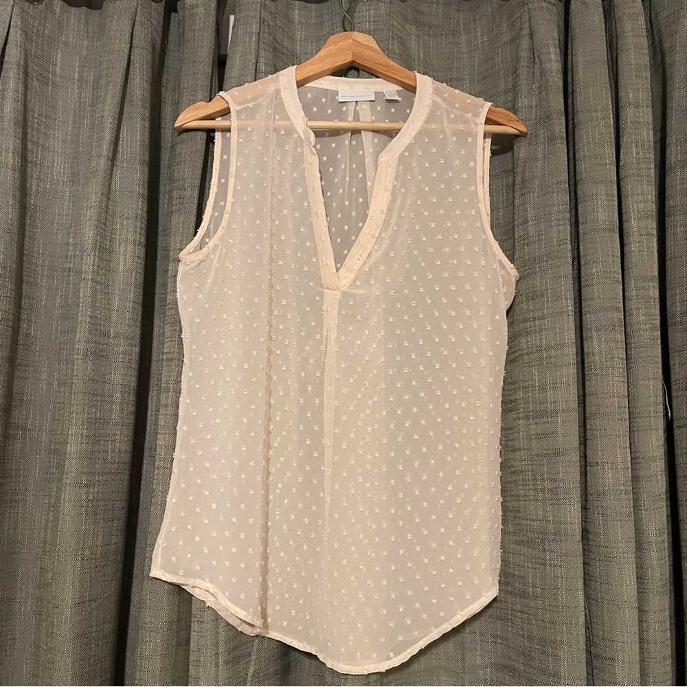 New York & Company Women’s Blouse size Medium Sheer Cream/Beige